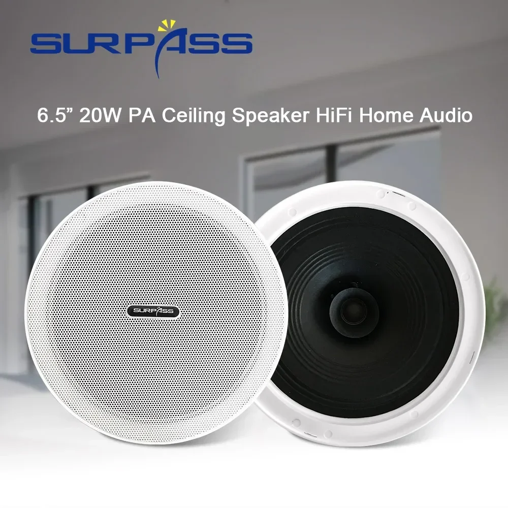 Home Cinema System - 6,5 inch 20W plafondluidsprekers stofdicht frameloos