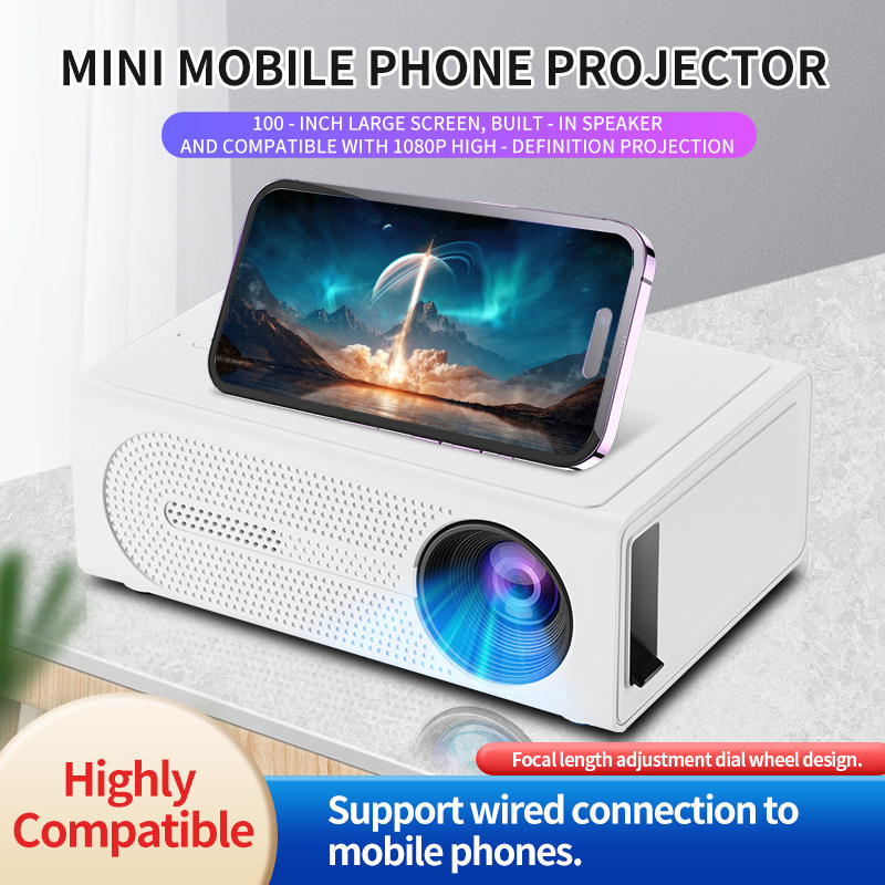 Home Cinema Kids - Mini-projector 1080P ondersteund, draagbare LED-thuisbioscoop, bekabelde