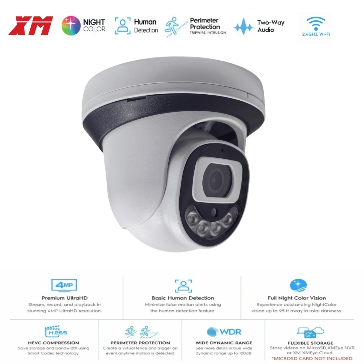 Home Cinema System - 4MP WiFi-beveiligingscamera Indoor Dome Draadloze kleuren