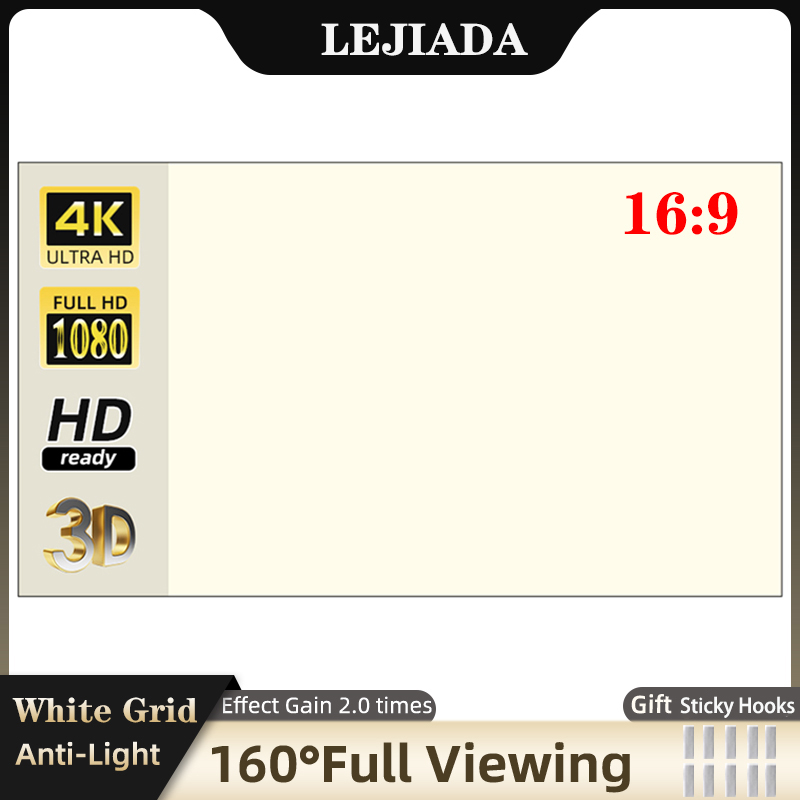 Home Cinema Blanc - Lejiada Projectorscherm 60-130 Inch Wit Raster