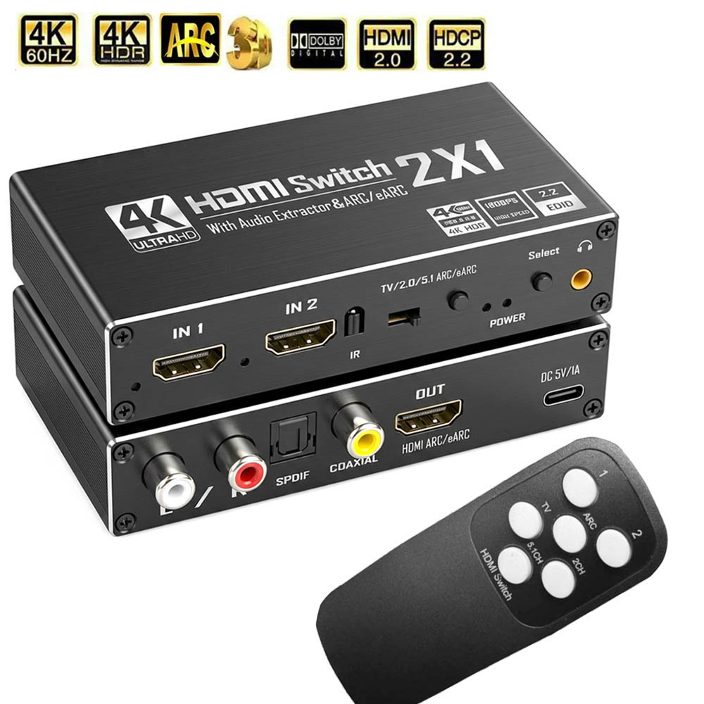 Hdmi Arc Cable - HDMI-schakelaar met audio-extractor 4K 60Hz HDMI-audiosplitter