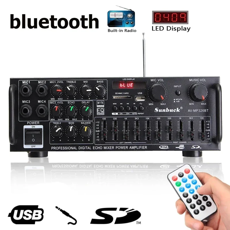 Home Cinema Receiver - 2000W Bluetooth Audio Eindversterker HiFi Amp