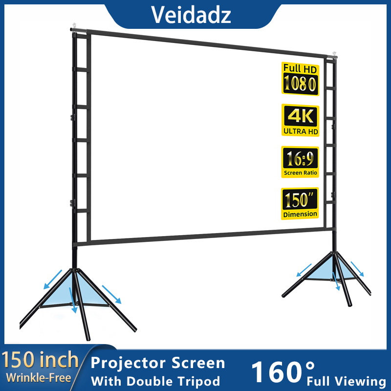 Home Cinema Blanc - Veidadz Projectorscherm Met Witte Rimpelvrije 160
