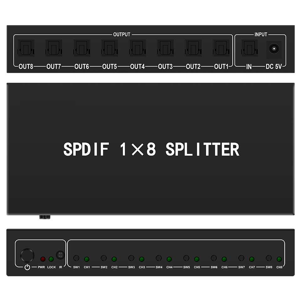 Home Cinema Amplifier - Optische Audio Splitter,1 In 8 Uit