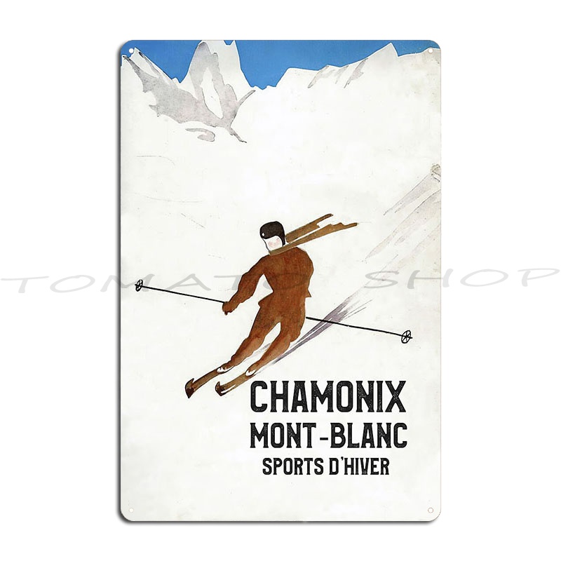 Home Cinema Blanc - Vintage Chamonix Mont Blanc Alpine Ski