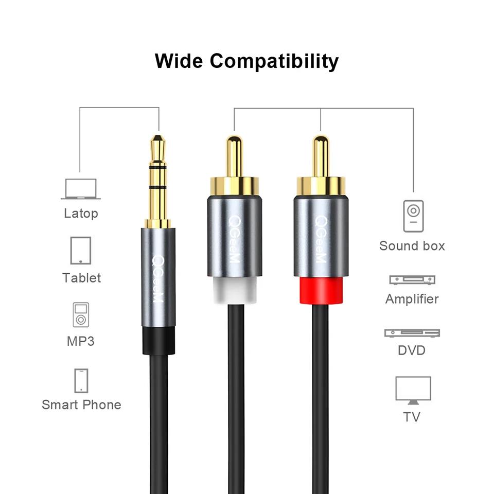 QGeeM RCA-kabel 2RCA naar 3.5  - Home Cinema Solution recensie en prijs