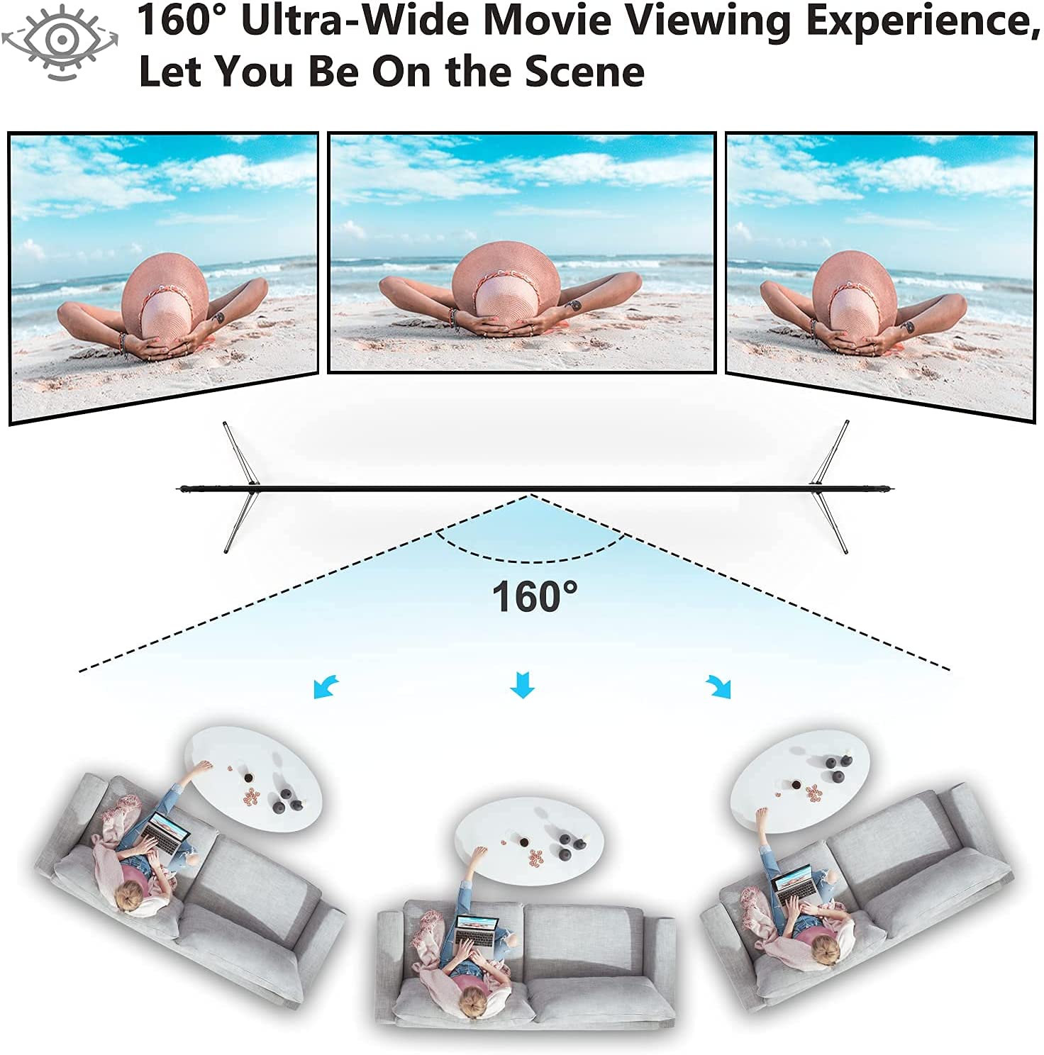 120 inch draagbaar projectiesc - Home Cinema Blanc recensie en prijs