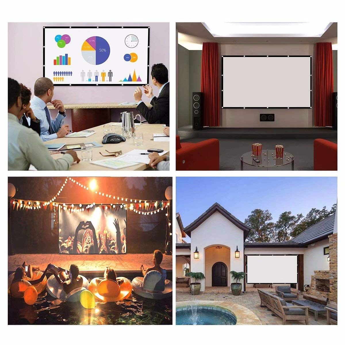 60 100 120 150 inch eenvoudig  - Home Cinema Blanc recensie en prijs